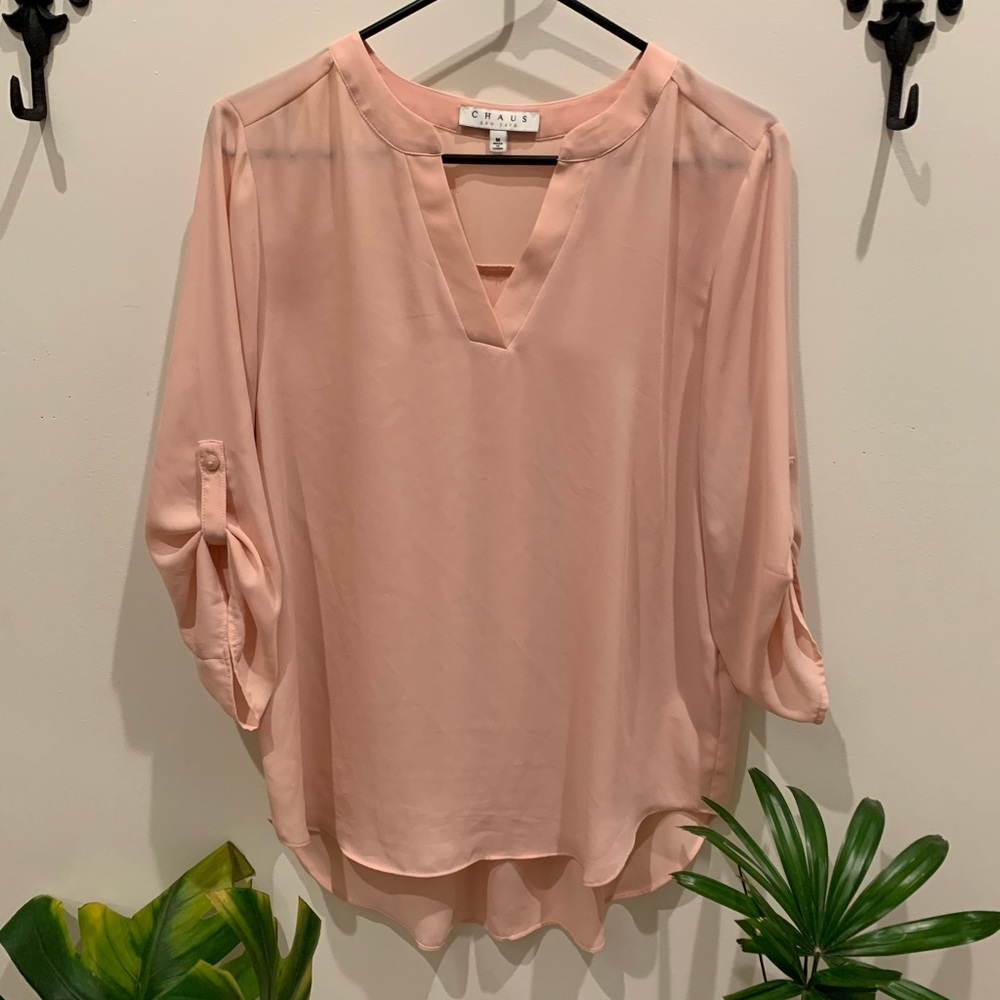 Chaus NY 3/4 Sleeve Sheer Blouse